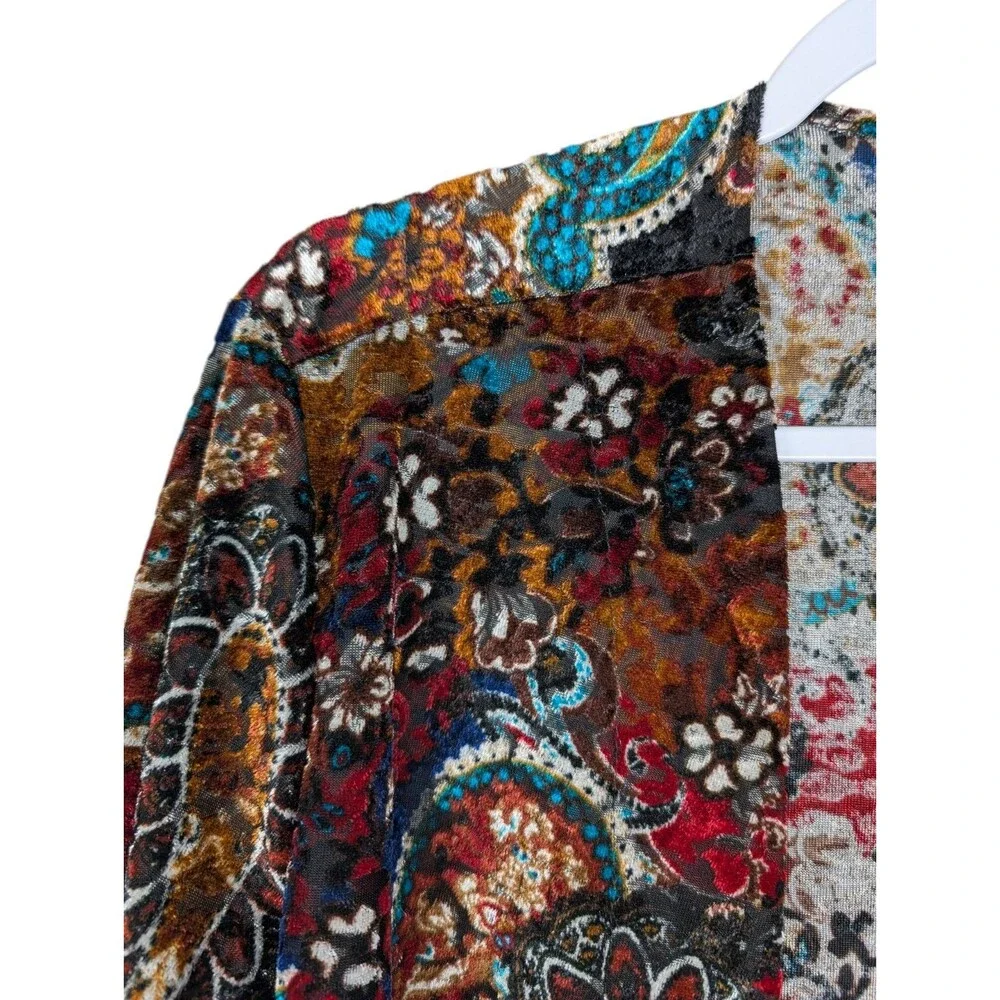 Slinky Brand Paisley Burnout Velvet Cardigan Size L